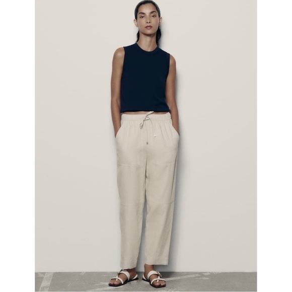 Zara Relaxed Fit Linen-Blend Pants Sz. Small - Picture 3 of 11